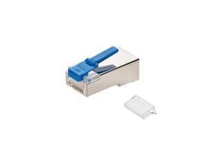 Monoprice Cat6A Shielded RJ45 Connectors with Break-Resistant Latch - Gold-Plated, for 26AWG UTP Cable, 100 plugs, Blue