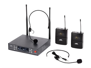Stage Right by Monoprice 200-Channel UHF Dual Headset Wireless Microphones System
