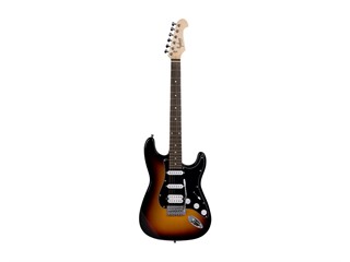 Indio by Monoprice Cali Classic HSS Electric Guitar with Gig Bag - Sunburst Body, Black Pickguard, Rosewood Fingerboard