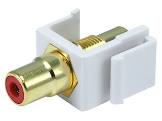 Monoprice Keystone Jack - Modular RCA w/Red Center (White)