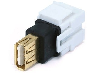 Product Image for Keystone Jack - USB 2.0 A Female to A Female Coupler Adapter, Flush Type (White)