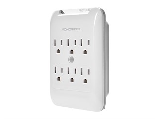 Monoprice 6 Outlet Power Surge Protector Slim Wall Tap - 540 Joules