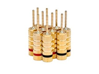 Monoprice 5 PAIRS OF High-Quality Gold Plated Speaker Pin Plugs, Pin Screw Type