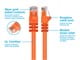 View product image Monoprice Cat6 7ft Orange Crossover Patch Cable,  UTP, 24AWG, 550MHz, Pure Bare Copper, Snagless RJ45, Fullboot Series Ethernet Cable - image 3 of 3