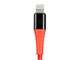 View product image Monoprice Premium Ultra Durable Nylon Braided Apple MFi Certified Kevlar-Reinforced Lightning to USB Type-A Charging Cable - 3ft, Red - image 5 of 6