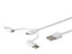 View product image Monoprice Essential Apple MFi Certified 3-in-1 Multiport USB to USB Micro Type-B + USB Type-C + Lightning Charging Cable - 3ft, White - image 1 of 6