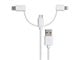 View product image Monoprice Essential Apple MFi Certified 3-in-1 Multiport USB to USB Micro Type-B + USB Type-C + Lightning Charging Cable - 3ft, White - image 2 of 6