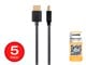 View product image Monoprice 4K Slim Certified Premium High Speed HDMI Cable 6ft - 18Gbps Black - 5 Pack - image 1 of 5