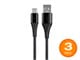 View product image Monoprice AtlasFlex Series Durable USB 2.0 Type-C to Type-A Charge and Sync Kevlar-Reinforced Nylon-Braid Cable, 3ft, Black - 3 Pack - image 1 of 6