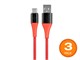 View product image Monoprice AtlasFlex Series Durable USB 2.0 Type-C to Type-A Charge and Sync Kevlar-Reinforced Nylon-Braid Cable, 3ft, Red - 3 Pack - image 1 of 6