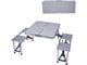 View product image Folding Camping Table Chair Set, Aluminum Suitcase Portable Camping Picnic Table with 4 Seats,Umbrella Hole for Party, BBQ, Beach(Silver) - image 1 of 5