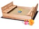 View product image Kids Large Wooden Sandbox, 2 Convertible Foldable Bench Seats, Sand Protection, Bottom Liner, for Backyard, Outdoor Play  - image 1 of 6
