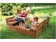 View product image Kids Large Wooden Sandbox, 2 Convertible Foldable Bench Seats, Sand Protection, Bottom Liner, for Backyard, Outdoor Play  - image 3 of 6