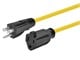 View product image Monoprice Outdoor Extension Cord - NEMA 5-15P to NEMA 5-15R, 14AWG, 15A, SJTW, Yellow, 25ft - image 1 of 6