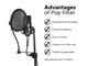 View product image Monoprice Dual-Screen Universal Studio Pop-Filter w/ 6.1in Diameter and 1in Clamp - image 2 of 3