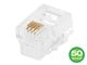 View product image Monoprice 6P4C RJ11 Modular Plugs for Flat Solid/Stranded Cable, 1u, 2 Prongs, Clear, 50-Pk - image 2 of 4